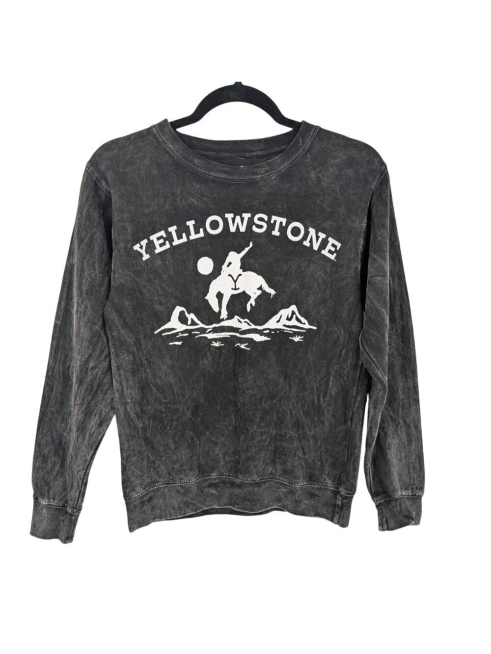 Yellowstone‎ Acid Wash Graphic Sweatshirt Western Cowboy Crewneck Pullover Small